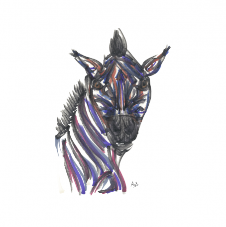 Striped horse portrait in American colors