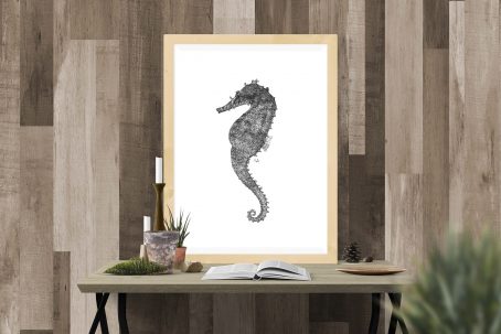 Sea horse art poster (wood frame)