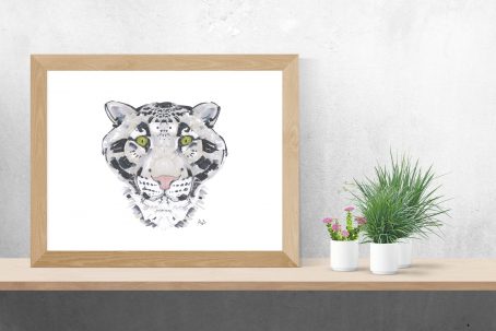 Clouded leopard art poster (wooden frame)